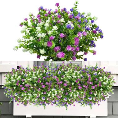 Bobbel Home Kunstbloemen - 6 bundels paars blauw wit product