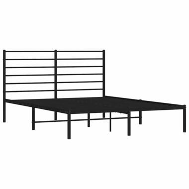 vidaXL - Bedframe met hoofdbord - Zwart - Staal - 135 x 190 cm product