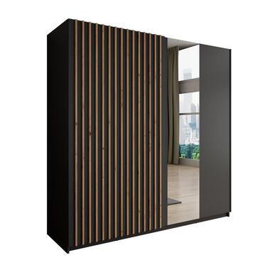Meubella - Kledingkast Deliryon - Zwart - 200 cm - Met spiegel product