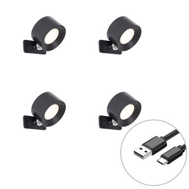 Qazqa wandlampen bright zwart geïntegreerde led