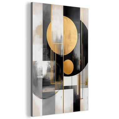 MuchoWow Aluminium Schilderij 40x60cm Abstract Goud Zilver Vormen product