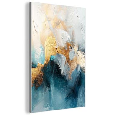 MuchoWow Aluminium Schilderij 60x90cm Abstract Kunst Gold Blauw product