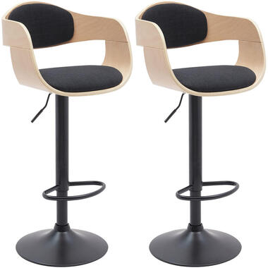 CLP Set van 2 Barkruk Kingston mat zwart Frame - Stof - natura/zwart product