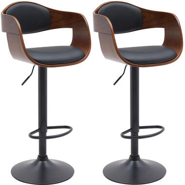 CLP Set van 2 Barkruk Kingston mat zwart Frame - Kunstleer - walnoot/zwart product