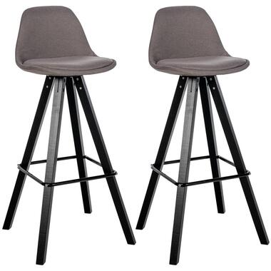CLP Set van 2 Barkruk Corbin zwart Frame - Stof - taupe product