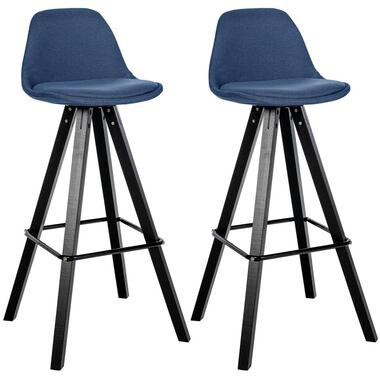 CLP Set van 2 Barkruk Corbin zwart Frame - Stof - blauw product