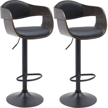 CLP Set van 2 Barkruk Kingston mat zwart Frame - Kunstleer - zwart/grijs product