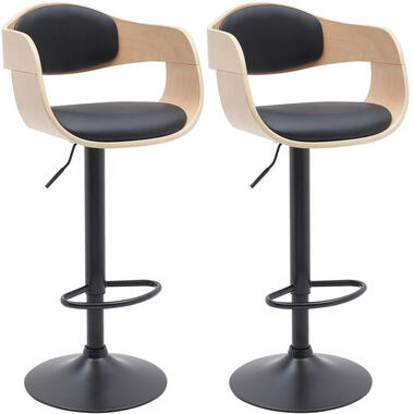 CLP Set van 2 Barkruk Kingston mat zwart Frame - Kunstleer - natura/zwart product