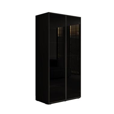 Meubella - Kledingkast Shelton - Zwart - 101 cm - Met glas