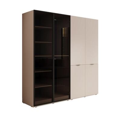 Meubella - Kledingkast Shelton - Beige - 202 cm - Met glas