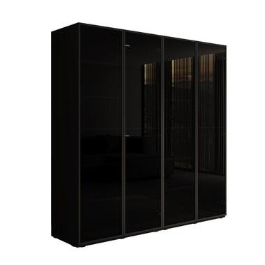 Meubella - Kledingkast Shelton - Zwart 1 - 202 cm - Met glas