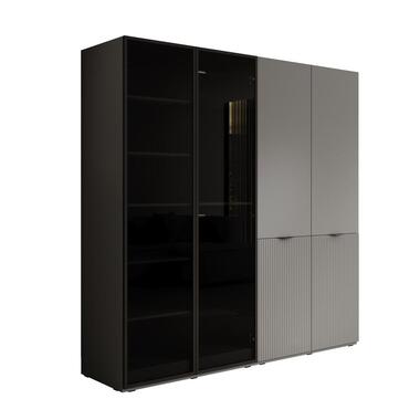Meubella - Kledingkast Shelton - Grijs - 202 cm - Met glas