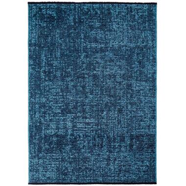 SPACE Vloerkleed - Laagpolig Effen Velours - Blauw 160x230 cm - Modern Woonkamer product