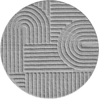 Rond Modern Japandi Vloerkleed - Grijs - Boho Scandinavisch - Ø200 cm Laagpolig product