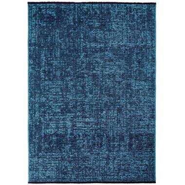 SPACE Vloerkleed - Laagpolig Effen Velours - Blauw 140x200 cm - Modern Woonkamer product