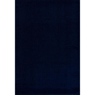 Uni Effen Laagpolig Vloerkleed Modern Donker Blauw Navy - 250x250 CM Vierkant