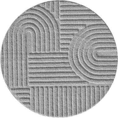 Rond Modern Japandi Vloerkleed - Grijs - Boho Scandinavisch - Ø160 cm Laagpolig product