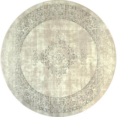Istanbul Vintage - Laagpolig Vloerkleed - Retro Tapijt - Creme - 160 CM ROND product