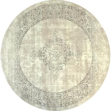 Istanbul Vintage - Laagpolig Vloerkleed - Retro Tapijt - Creme - 200 CM ROND product