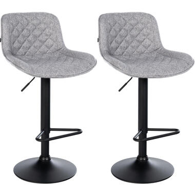 CLP Set van 2 Barkruk Kasson zwart Frame - Stof - grijs product
