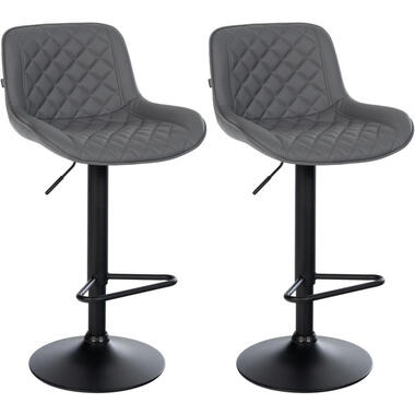 CLP Set van 2 Barkruk Kasson zwart Frame - Kunstleer - grijs product