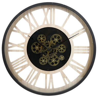 Ostaria Wandklok/muur klok - open uurwerk - D40 cm - metaal/hout product