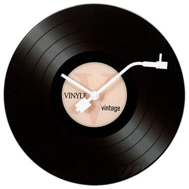 Ostaria Wandklok/muur klok Vinyl - D30 cm - glas - LP - kamer product