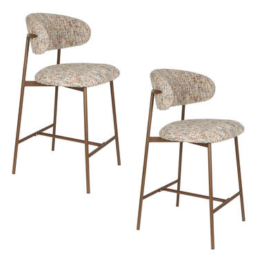 Housecraft Claes Counter/ Barkrukken met rugleuning Meerkleurig - Set van 2 product