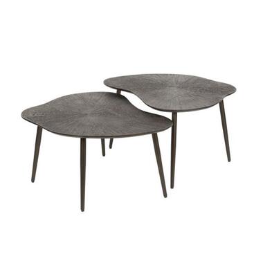 Hoyz Collection - Salontafel Ray Metal Leaf - Brons Bruin - Set van 2 product