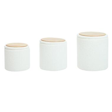 Set van 3 poefs met opbergruimte in hout en lussen product