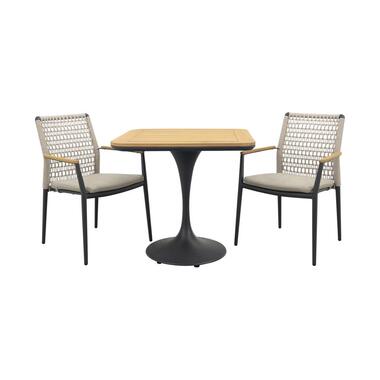 Lumino/Toscara stapelbare bistroset 80x80 cm. - Light rope/Teak product