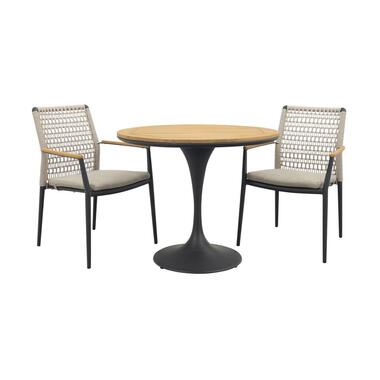 Lumino/Toscara stapelbare ronde bistroset Ø90 cm. - Light rope/Teak product