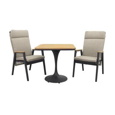 Solaro/Toscara verstelbare bistroset 80x80 cm. - Light rope/Teak product
