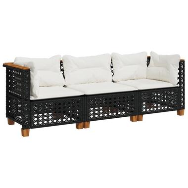 vidaXL - Tuinbank - Zwart - Poly rattan - 3 stuks product