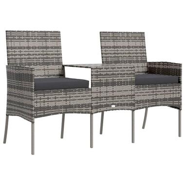 vidaXL - Tuinbank 2-zits met tafeltje - Antraciet - Poly rattan product