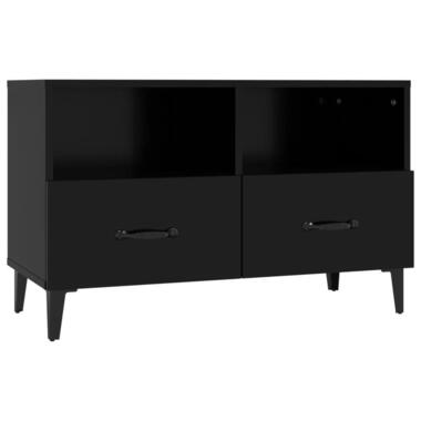 vidaXL - TV-meubel met 2 lades en 2 vakken - Zwart - Bewerkt hout - 80x36x50 cm product