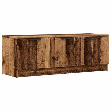 vidaXL - TV-meubel met 3 deuren - Oud hout - Bewerkt hout - 102x35x36.5 cm product