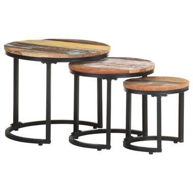 vidaXL - Set van 3 ronde Nesttafels - Massief gerecycled hout product