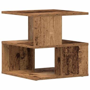 vidaXL - Bijzettafel met opbergruimte - Oud hout - Bewerkt hout - 40x40x40 cm product