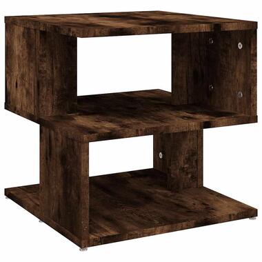 vidaXL - Bijzettafel met open vakken - Gerookt eiken - Hout - 40x40x40 cm product