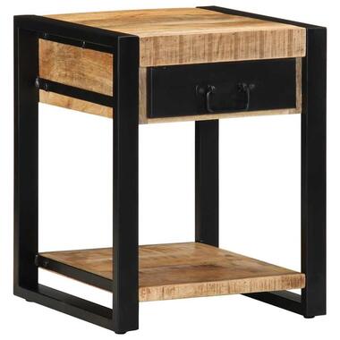 vidaXL - Bijzettafel met lade - Massief ruw mangohout - 40x40x50 cm product