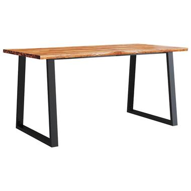 vidaXL - Rechthoekige Eettafel - Massief acaciahout en staal - 160x80 cm product