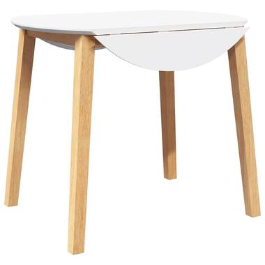 vidaXL - Inklapbare Eettafel - Naturel en wit - Massief rubberhout - 90x90/55 cm product