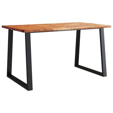 vidaXL - Rechthoekige Eettafel - Massief acaciahout en staal - 140x80 cm product