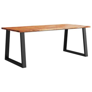 vidaXL - Rechthoekige Eettafel - Massief acaciahout en staal - 200x90 cm product