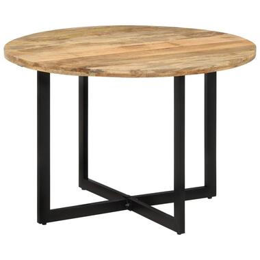 vidaXL - Ronde Eettafel - Bruin en zwart - Massief mangohout en ijzer - ø 110 cm product