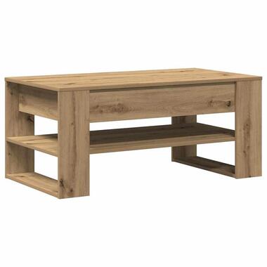 vidaXL - Rechthoekige Salontafel met plank - Artisanaal eiken - Hout - 102x55 cm product