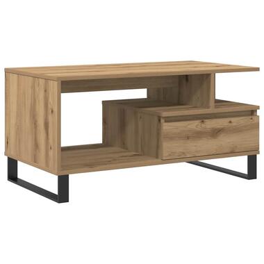vidaXL - Rechthoekige Salontafel met lade - Artisanaal eiken - Hout - 90x49 cm product