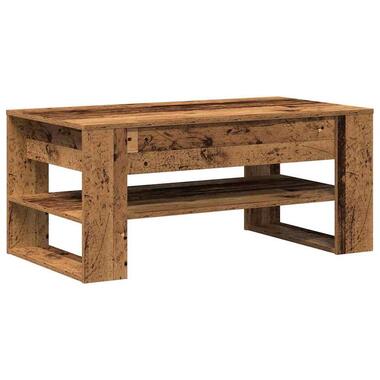 vidaXL - Rechthoekige Salontafel met plank - Oud hout - Bewerkt hout - 102x55 cm product
