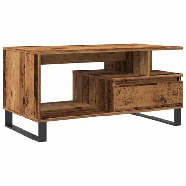 vidaXL - Rechthoekige Salontafel met lade - Oud hout - Hout - 90x49x45 cm product